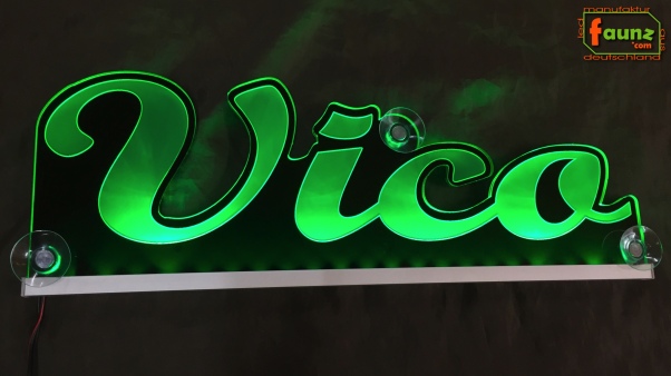 Ihr LED Wunschname "Vico" Namensschild Leuchtschild Truckerschild als Konturschnitt