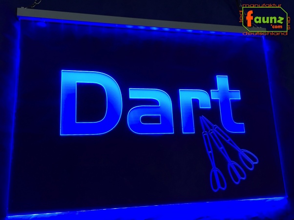 LED Werbeschild Angebotsschild Gravur "Dart" Ladenschild Lichtwerbung Leuchtreklame Leuchtschild