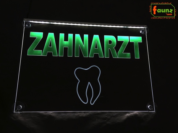 LED Werbeschild Firmenschild Gravur "ZAHNARZT" Arztschild Kanzleischild Ladenschild Praxisschild Leuchtreklame Leuchtschild
