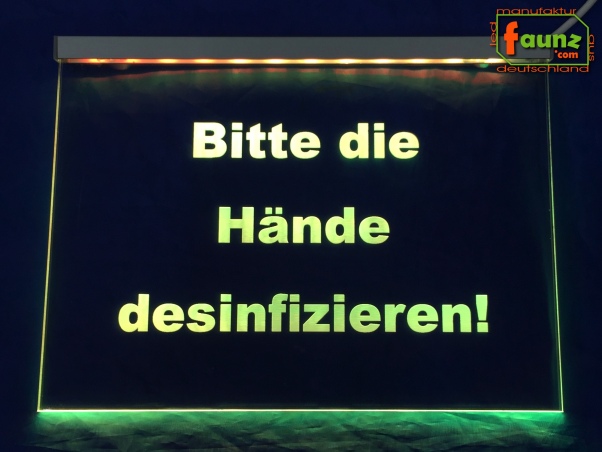 Bitte die Hände desinfizieren! Coronavirus