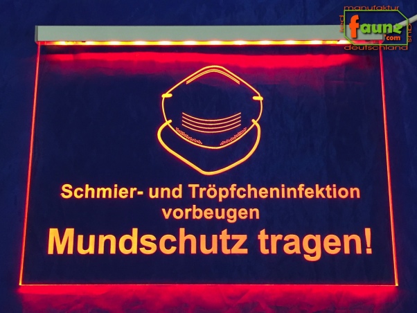Schmierinfektion und Tröpfcheninfektion vorbeugen - Mundschutz tragen! Coronaviren