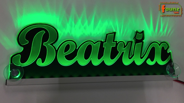 Ihr LED Wunschname "Beatrix" Namensschild Leuchtschild Truckerschild als Konturschnitt
