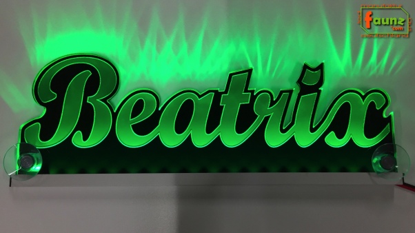Ihr LED Wunschname "Beatrix" Namensschild Leuchtschild Truckerschild als Konturschnitt