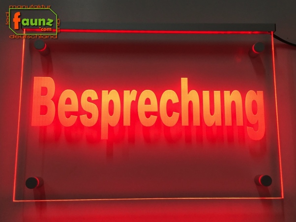 LED Hinweisschild Gravur “Besprechung" Info-Schild Signalschild Werbeschild Leuchtschild