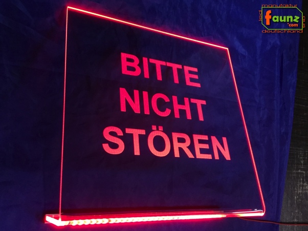 LED Hinweisschild quadratisch Gravur “Bitte nicht stören" Info-Schild Signalschild Werbeschild Leuchtschild