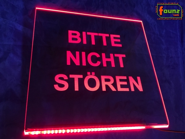 LED Hinweisschild quadratisch Gravur “Bitte nicht stören" Info-Schild Signalschild Werbeschild Leuchtschild