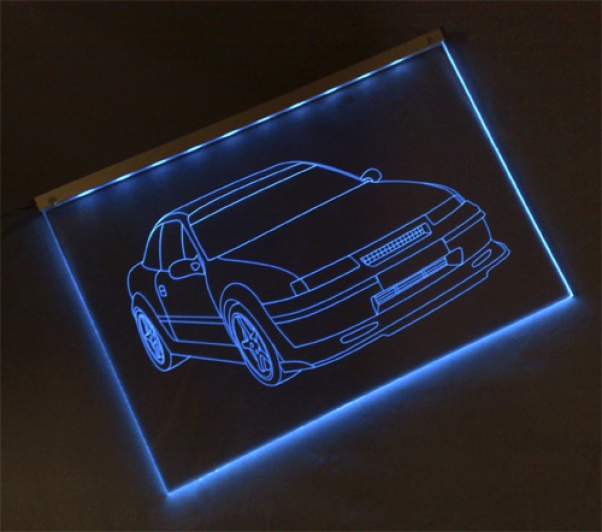 LED Fahrzeug-Gravur für "Opel Calibra Turbo 16V 4x4" Oldtimer Liebhaber Tuning Wanddekoration Leuchtschild