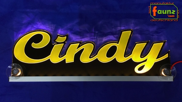 Ihr LED Wunschname "Cindy" Namensschild Leuchtschild Truckerschild