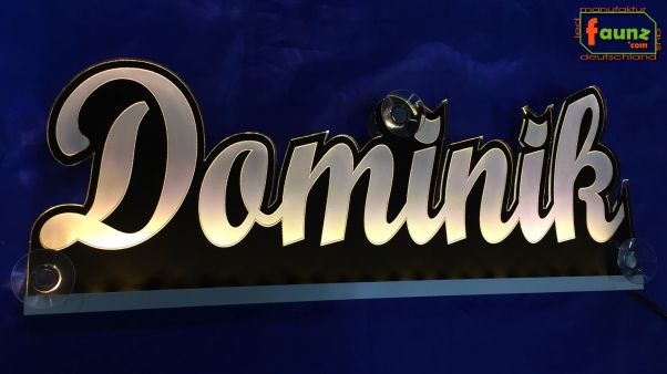 Ihr LED Wunschname "Dominik" Namensschild Leuchtschild Truckerschild