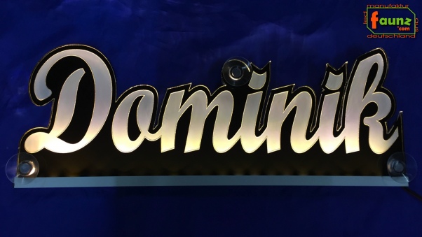 Ihr LED Wunschname "Dominik" Namensschild Leuchtschild Truckerschild
