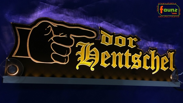 LED Mottoschild Gravur "Zeigefinger + Wunschname" als Konturschnitt Spaßschild Dekoschild Namensschild Truckerschild Leuchtschild