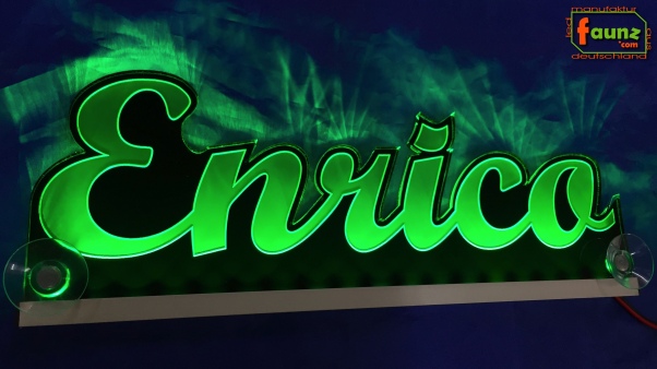 Ihr LED Wunschname "Enrico" Namensschild Leuchtschild Truckerschild