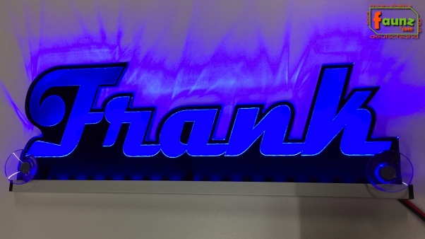 Ihr LED Wunschname "Frank" Namensschild Leuchtschild Truckerschild als Konturschnitt