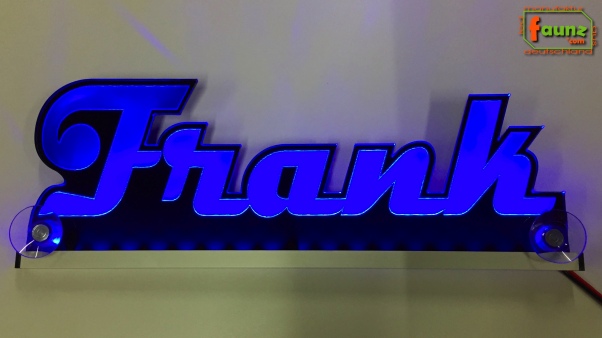 Ihr LED Wunschname "Frank" Namensschild Leuchtschild Truckerschild als Konturschnitt