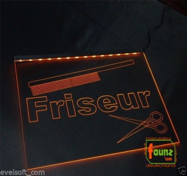 LED Werbeschild Firmenschild Gravur "Friseur" Arztschild Kanzleischild Ladenschild Praxisschild Leuchtreklame Leuchtschild