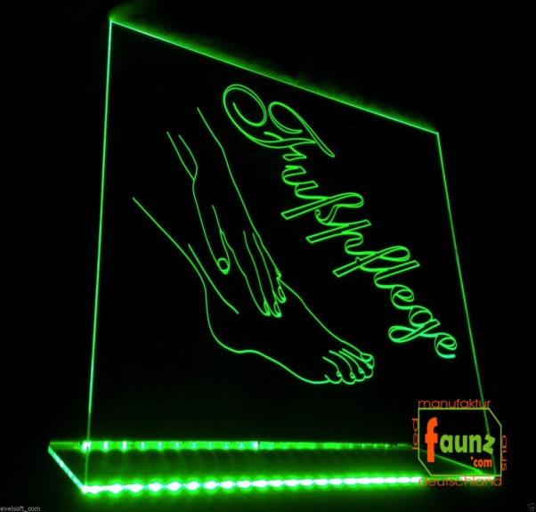 LED Werbeschild Firmenschild Aufsteller Gravur "Fußpflege" Arztschild Kanzleischild Ladenschild Praxisschild Leuchtreklame Leuchtschild
