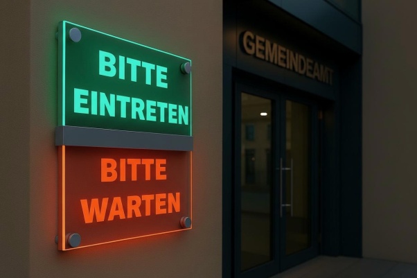 LED Sign " Bitte eintreten - Bitte warten " | faunz.com