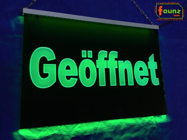 Preview: LED Hinweisschild "Geöffnet" | Acrylglas Leuchtschild