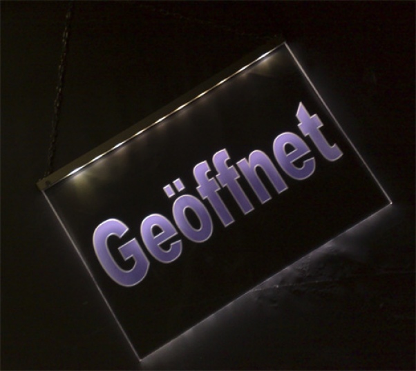 LED Hinweisschild "Geöffnet" | Acrylglas Leuchtschild