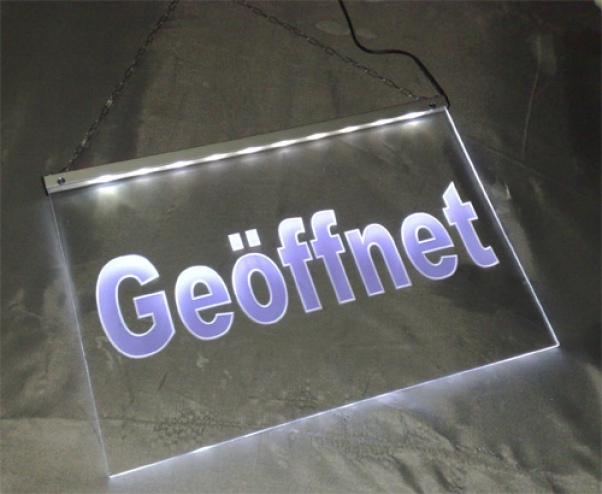 Preview: LED Hinweisschild "Geöffnet" | Acrylglas Leuchtschild