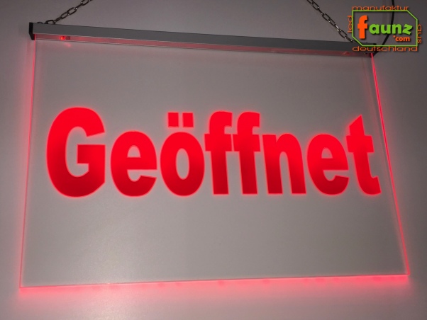 LED Hinweisschild Gravur “Geöffnet" Info-Schild Signalschild Werbeschild Leuchtschild