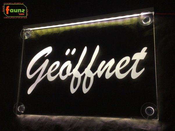 Preview: LED Hinweisschild "Geöffnet" | Acrylglas Leuchtschild