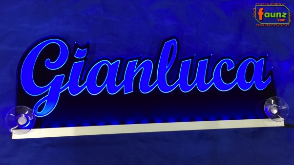 Ihr LED Wunschname "Gianluca" Namensschild Leuchtschild Truckerschild