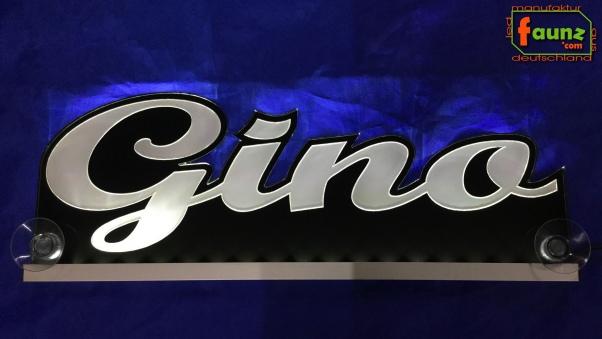 Ihr LED Wunschname "Gino" Namensschild Leuchtschild Truckerschild