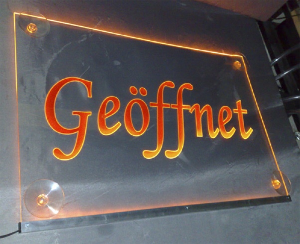 Preview: LED Hinweisschild "Geöffnet" | Acrylglas Leuchtschild