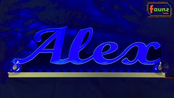 Ihr LED Wunschname "Alex" Namensschild Leuchtschild Truckerschild