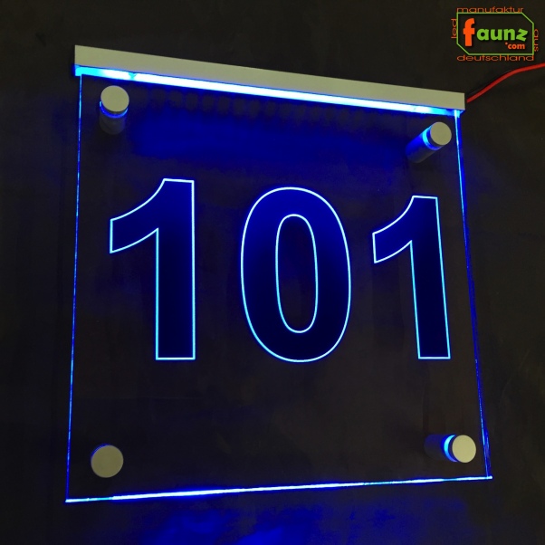 LED Hausnummer Ziffer "101" - Hausnummernleuchte Außenwandleuchte Außenlampe Leuchtschild