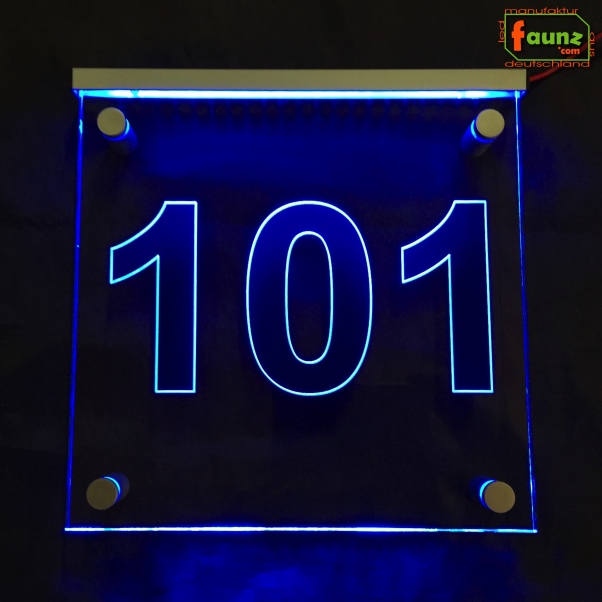 LED Hausnummer Ziffer "101" - Hausnummernleuchte Außenwandleuchte Außenlampe Leuchtschild
