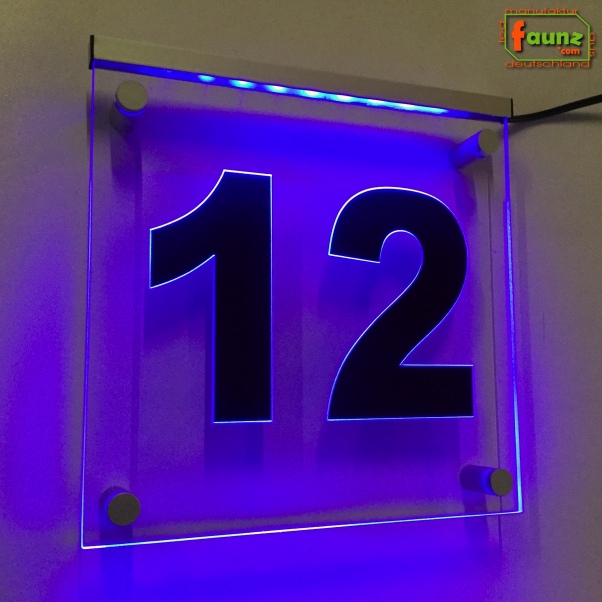 LED Hausnummer Ziffer "12" - Hausnummernleuchte Außenwandleuchte Außenlampe Leuchtschild
