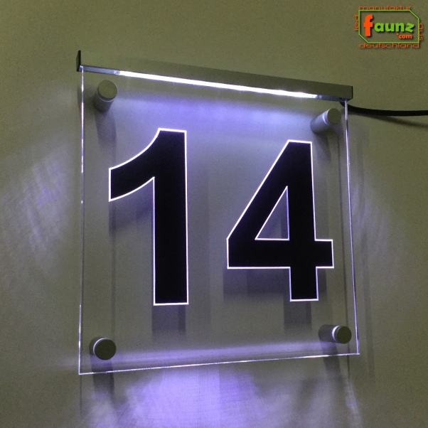 LED Hausnummer Ziffer "14" - Hausnummernleuchte Außenwandleuchte Außenlampe Leuchtschild