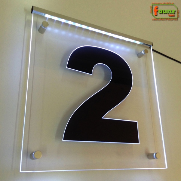 LED Hausnummer Ziffer "2" - Hausnummernleuchte Außenwandleuchte Außenlampe Leuchtschild
