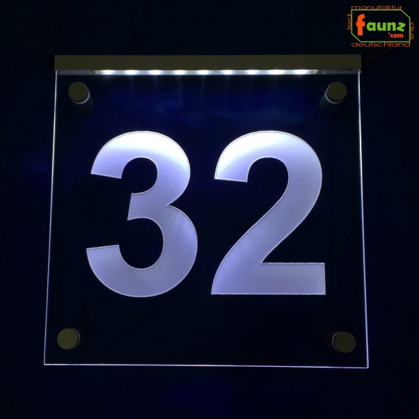 LED Hausnummer Ziffer "32" - Hausnummernleuchte Außenwandleuchte Außenlampe Leuchtschild