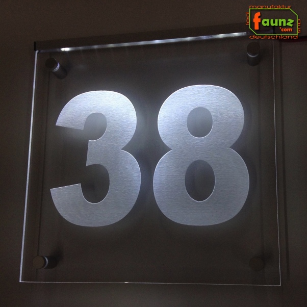 LED Hausnummer Ziffer "38" opak - Hausnummernleuchte Außenwandleuchte Außenlampe Leuchtschild