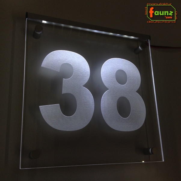 LED Hausnummer Ziffer "38" opak - Hausnummernleuchte Außenwandleuchte Außenlampe Leuchtschild