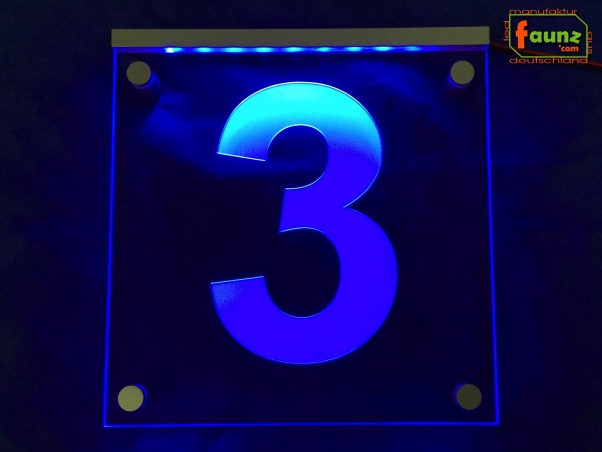 LED Hausnummer Ziffer "3" - Hausnummernleuchte Außenwandleuchte Außenlampe Leuchtschild