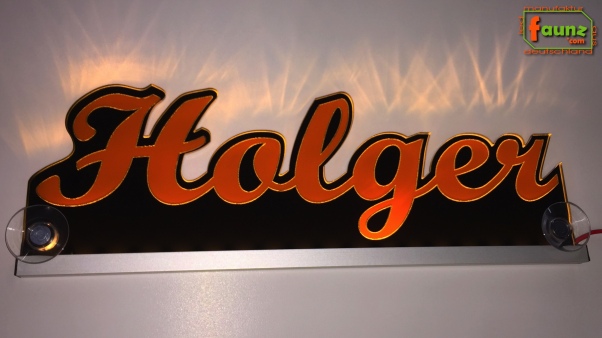 Ihr LED Wunschname "Holger" Namensschild Leuchtschild Truckerschild als Konturschnitt