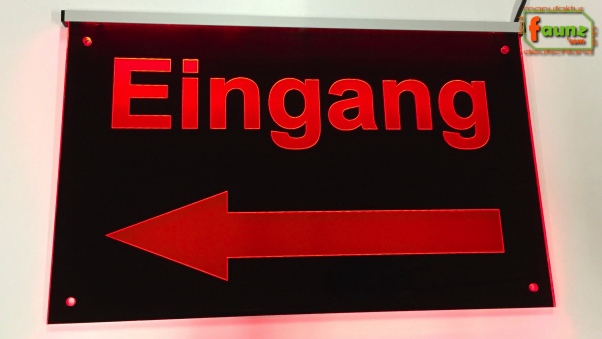 LED Orientierungsschild "Eingang + Richtungspfeil nach links (oder rechts)" Hinweisschild Navigationsschild Wegschild Wegweiser Leuchtschild