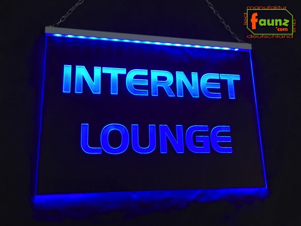 LED Werbeschild Firmenschild Gravur "Internet Lounge" Arztschild Kanzleischild Ladenschild Praxisschild Leuchtreklame Leuchtschild