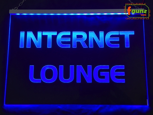 LED Werbeschild Firmenschild Gravur "Internet Lounge" Arztschild Kanzleischild Ladenschild Praxisschild Leuchtreklame Leuchtschild