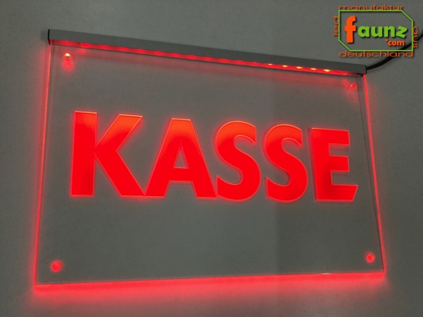 LED Kassenschild "Kasse" - Hinweisschild Orientierungsschild Werbeschild Leuchtschild