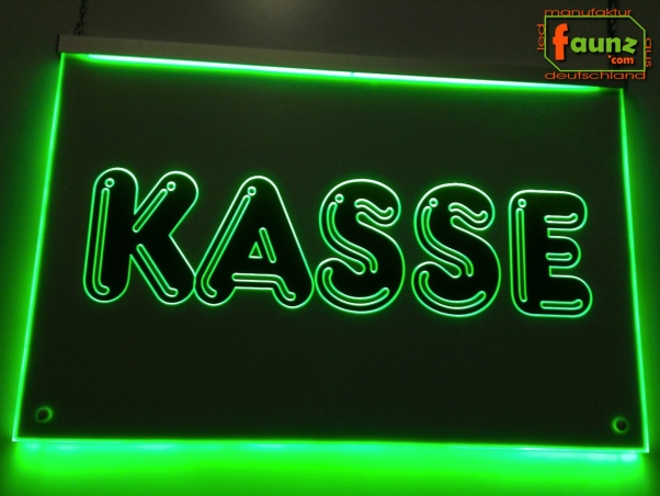 LED Kassenschild "Kasse" - Hinweisschild Orientierungsschild Werbeschild Leuchtschild