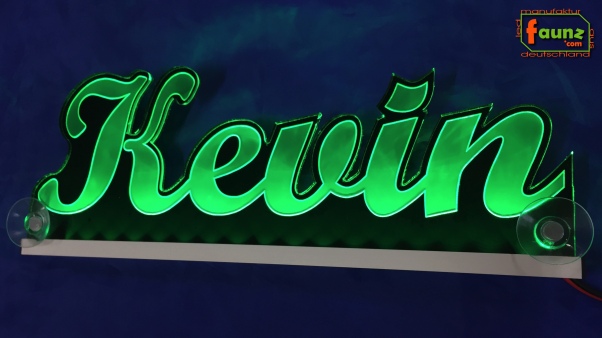 Ihr LED Wunschname "Kevin" Namensschild Leuchtschild Truckerschild