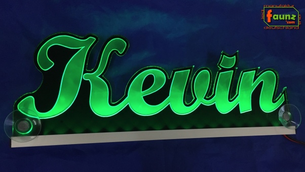 Ihr LED Wunschname "Kevin" Namensschild Leuchtschild Truckerschild