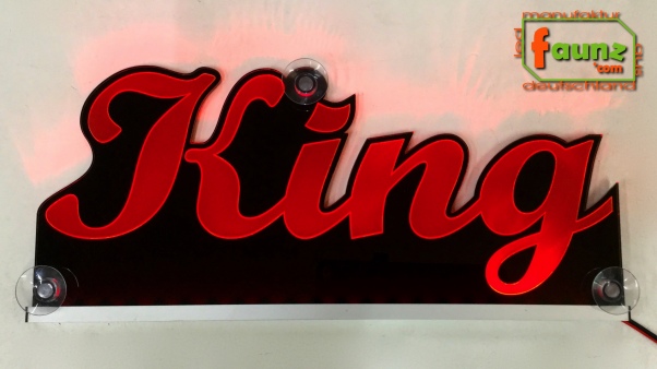 Ihr LED Wunschname "King" Namensschild Leuchtschild Truckerschild