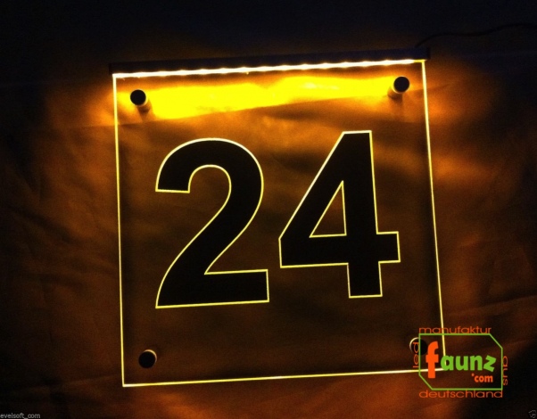 LED Hausnummer, LED Gravur Leuchtschild, Ziffer - Nummer " 24 "