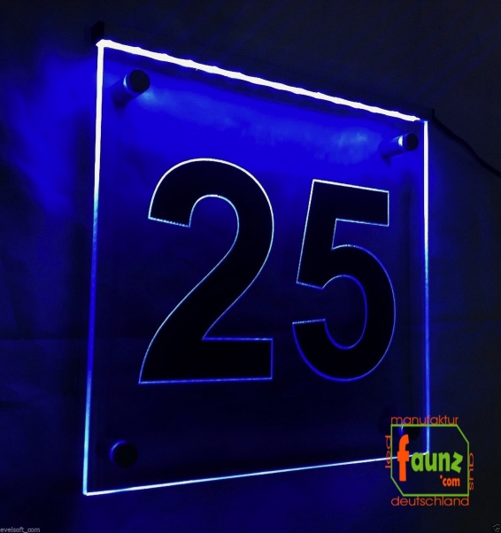 LED Hausnummer, LED Gravur Leuchtschild, Ziffer - Nummer " 25 "